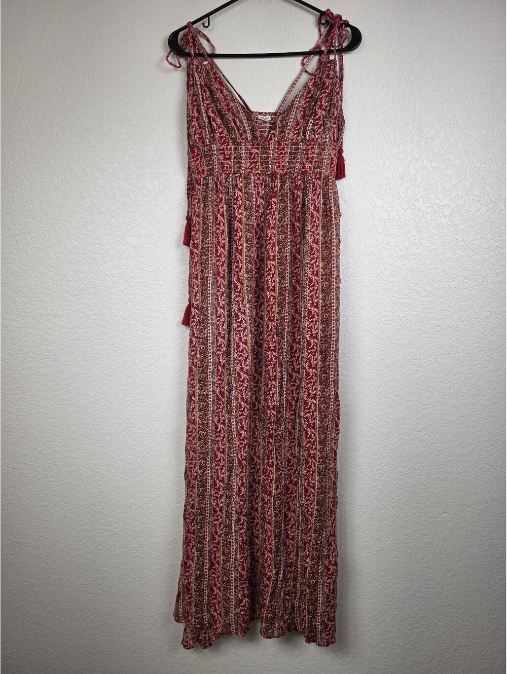 Anthropologie En Crème Bohemian Tie-Strap Maxi Dress